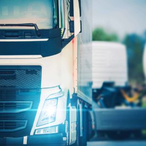 Semi Truckers Parking Rest. Modern Euro Semi Truck on the Parking Lot. Driver Break.